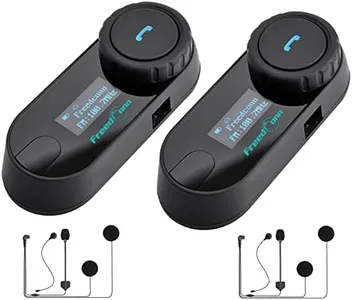FreedConn Motorcycle Bluetooth Headset TCOM SC Helmet Intercom 3 Riders Paring 800M 2 Riders Talking Motorcycle Communication Systems with LCD Display Universal Fitment Motorbike Communicator 2Pack