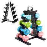 lekymo Dumbbell Rack Stand Only, 4 Tier Weight Rack for Dumbbell (1-15 LB) Metal Home Gym Storage Rack for Weights A-Frame Dumbbell Racks with Handle for Home Gym Workout(Dumbbells not included)