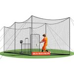VEVOR Baseball Batting Cage, 35.0 x 10.5 x 10.2 FT Freestanding Portable Batting Cage, Hitting Cages with 45-Ply Knotted HDPE & Long Positioning Ropes, Battings Cages Netting for Indoor Outdoor