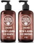 Viking Revolution - Mens Shampoo and Conditioner Set - Moisturizes and Strengthens - Hair Shampoo and Hair Conditioner for Men with Vitamin B5, Biotin and Jojoba Oil - Sandalwood - 17 Oz / 500ml Each