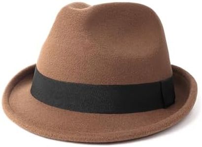 Zylioo Cappelli Trilby in feltro multidimensione,Cappello Fedora caldo di misura regolabile,Cappello unisex Manhattan,Cappello cubano a tesa corta con nastro, Tesa corta-marrone, S/M