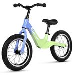 Hello-5ive 14" Kids Balance Bike for 3,4,5,6 Year Old Boys and Girls, Air Tires with Magnesium Alloy Frame, Lightweight No Pedal Toddler Training Bicycle (green&blue)