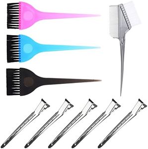 Kare & Kind 9 Pcs Hair Coloring and Styling Kit - 3x Single Brushes, 1x Hair Dye Comb-Brush, 5x Hair Clips- For Balayage, Highlights, Foiling, Micro Braiding, Keratin Treatment - DIY, Home, Salon Use
