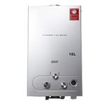 TABODD 36KW 18L LPG Propane Gas Water Heater, 4.8 GPM Portable Tankless Instant Hot Water Heater Boiler Burner with Shower Head Kit for Small Homes RV's Sailboats Cabins Camping, Silver