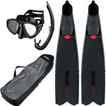 SEAC Motus Tris, Freediving and Spearfishing Set Motus Long fins, One Diving mask Jet Snorkel, Shoulder Bag Included