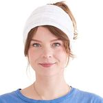 CHARM Wide Headband Bandana for Women - Mens Large Hair Turban Head Wraps Boho Band White