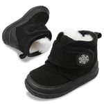 JOINFREE Baby Girls Ankle Boots Furry Warm Slippers Indoor Shoes for Baby Boys Black 4-4.5 Infant