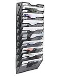 PAG Hanging Wall File Holder Organizer Mail Sorter Literature Rack for Office, 10 Pockets, Black