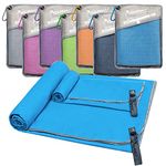 SYOURSELF 2 Pack Microfiber Travel Towel, Quick Dry Towel Beach Towel, Soft Absorbent Compact Camping Yoga Sweat Towel for Gym Swim Travel Camping Hiking Backpack Accessories (XL:72"x32"+12"x24")