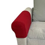 Skybook Arm Rest Covers with 1 pocket Sofa Set of 4 Stretch Armrest Chair Covers Waterproof Armchair Couch Anti-Slip Furniture Protector Slipcovers for Armchairs Sofa Arm Covers (Wine Red)