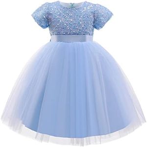 HNXDYY Flower Girl Dress Girl Tutu Birthday Party Dress Princess Wedding Formal Pegeant Gown, #737_c Blue, 2-3 Years