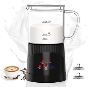 OMISOON Espumador de leche eléctrico 4 en 1 de 400 ml, espumador de leche automático de inducción de 500 W, apagado automático, para espuma de leche fría y caliente, latte macchiato, capuchino, negro