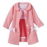 Bonnie Jean Baby-Girls Houndstooth Coat and Dress Set (3T, Coral/White)