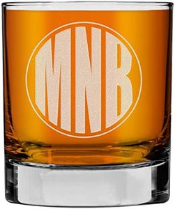 Personalized Engraved Whiskey Glass – 11 oz Lowball – Premium Lead-Free USA Made – Custom Monogram or Message – Dishwasher Safe, Laser-Etched Bourbon Gift for Dad, Groomsmen, Anniversary, Circle