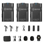 BOYA 2.4G Wireless Lavalier Microphone for DSLR Camera Smartphone, Lapel Microphone System TX+TX+RX for Canon Nikon Camera iOS Android Mobile Audio Recorder YouTube Facebook Live Podcast