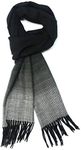Calvin Olivia Cashmere Feel Scarf Soft Winter Ombre Nova Buffalo Tartan Tweed Houndstooth Plaid Chic Gift for Men Women Amazon Fading Black