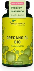Vegavero Oregano Öl Kapseln Bio 90 Stück - 129 mg Oreganoöl mit 70% Carvacrol & 2,75% Thymol - vegane Kapseln ohne Zusatzstoffe