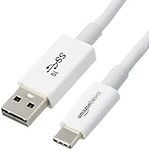 Amazon Basics - USB-C to USB-A 3.1 Gen 2 Adapter Fast Charger Cable, 10Gbps High-Speed, USB-IF Certified, for Apple iPhone 15, iPad, Samsung Galaxy, Tablets, Laptops, 0.9 m, White