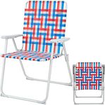 #WEJOY Lightweight Folding Webbed Beach Chairs Webbing Beach Chair Web Lawn Chair Portable Outdoor Chairs for Garden Concert Sand, Blue/Grey/RED, 17.4" x 37.4" x 25.2"