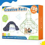 Kids Fort Building Kit - 130 Piece, Construction Toys for 5+ Years Old Boys & Girls, Den Building Kit DIY Play Tent Indoor & Outdoor, STEM Building Toys - Fort, Play House, Secret Base