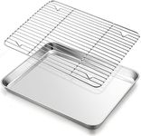 Baking Sheet with Rack Set, E-far 16”x12” Stainless Steel Cookie Sheet Pan for Oven, Rimmed Metal Tray with Wire Cooling Rack for Cooking Roasting Resting Bacon Meat Steak - Dishwasher Safe