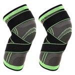 Vitoki Knee Supports for Arthritis Joint Pain, 2 Pack Knee Brace for Men & Women Knee Sleeve for Meniscus Tear ACL Running Workout Basketball Gym Green 3X-Large