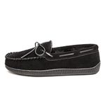 Minnetonka Men's Pile Lined Hardsole Slipper, Black, 14