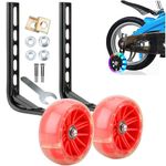 Naturezhen Bike Training Wheels,Thickened Bracket Flash Mute Wheel, Bicycle Stabiliser Mounted Kit, Kids Training Wheels Compatible 12 14 16 18 20 Inch Bikes, for Kids Boy Girls Bikes 1 Pair (Red)
