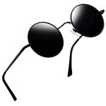 Joopin Retro Round Sunglasses Mens - UV400 Protection Metal Frame Vintage Circle Sun Glasses Polarised Sunglasses for Women and Men Gojo Glasses (Black)