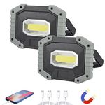 OTYTY Work Light Rechargeable, LED Work Light Portable Flood Lights Magnetic LED Light for Outdoor Camping Hiking Emergency Car Repairing Job Site Lighting 2 Pack (W841 Grey)