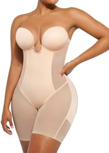 SHAPELLX Plunge Shapewear for Women Tummy Control Backless Strapless Bodysuits Butt Lifter Body Shaper Bridal Shapewear XS+