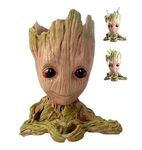 ZEshops Fairy Garden Groot Flower Pot with Hole Figurine PVC Statue Groot in for Penholders,Succulent, Air Plants, Pen Holder Home Decor (Groot with Heart Hands)