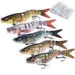 Goture 10Pcs Pike Lures, Multi Jointed Fishing Lures, 9 Segmented Slow Sinking Bionic Swimming Lures, Lifelike Walleye Pike Bass Lures, Freshwater Saltwater Swimbaits for Bass Fishing, 3.9", 0.35oz