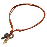 THE MEN THING ANYTHING FOR YOU BROWN - Vintage Alloy Gold Bullet Pendant with Adjustable Pure Leather Cord Necklace for Men & Boys