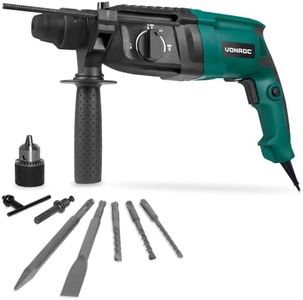 VONROC Bohrhammer 800W - 3 Joule - SDS plus - 4 Funktionen - inkl. Keilbohrfutter