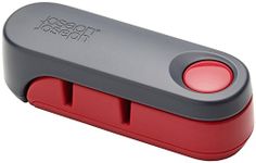 Joseph Joseph Compact 2-Stage Stainless Steel Knife Sharpener and Honer Rota, Red