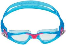 Aqua Sphere Kayenne Jr Kids Swim Goggles - Junior Oversized Anti-Scratch Lens Design, Comfortable Allergenic Leak Free Fit | Unisex Children, Clear Lens, Aqua/Pink Frame, One Size, (EP3014302LC)
