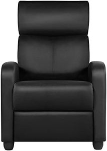 Yaheetech Home Theater Seating PU Leather Recliner Chair Modern Single Living Room Reclining Sofa with Pocket Spring Black