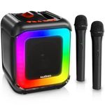 Karaoke Machine for Kids and Adults with 2 Wireless Bluetooth Microphones, PA Portable Speaker Toy for Girls and Boys with Colorful LED Lights, Supports TF Card/USB, AUX/MIC in, TWS for Home Party, C7