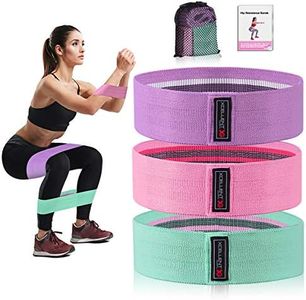 Resistance Bands, Xcellent Global 3 Pcs Non-Slip Fabric Resistance Bands for Butt, Leg & Arm, Circle Workout Hip Bands with Varied Resistance Levels, Perfect for Home Workout or Gym Fitness, Carry Bag and Instruction Included (15",15",15"/Green, Pink, Purple)