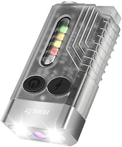 Boruit V10 Small Powerful Flashlight with 365nm UV Black Light - Super Bright 1000 LM, USB C Rechargeable LED Keychain Flash Light with COB Side Light, Magnet Buzzer - 12 Modes, IPX4 Pocket Flashlight