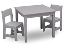 Delta Children MySize Kids Wood Chair Set and Table (2 Chairs Included), Grey