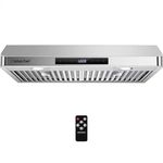 AMZCHEF Under Cabinet Range Hood 30 Inch, 700CFM Stainless Steel Kitchen Stove Vent Hood 3 Speed Exhaust Fan Touch/Remote Control LED lights Time Setting Dishwasher-Safe Baffle Filters