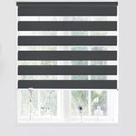 Kokorona Day and Night Zebra Roller Blinds, Dual Layer Fabric Zebra Window Blinds for Bedroom, Light Filtering Privacy Day Night Blinds, 105cm Wide x 150cm Length, Dark Grey