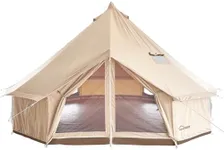 DANCHEL OUTDOOR B5PROII 4 Season Canvas Tent w/ 2 Stove Jacks, 4 Person Yurt Tent Bell Tents for All Year Living Camping Large Hot Tent, 13ft/4m Khaki