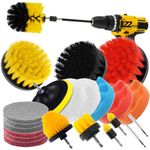 ETOUPA 22 Piece Drill Brush Attachments Set, Scrub Pads & Sponge & Wire Brush for Drill, Power Scrubber Brush with Extend Long Attachment, Drill Scrubber Brush Kit for Bathroom, Floor, Car, Grout