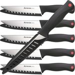 Steak Knife, Steak Knives Set of 6 with Sheath, Astercook Dishwasher Safe High Carbon Stainless Steel Steak Knife with Cover, Black