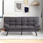 MUUEGM Futon Sofa Bed, Convertible Memory Foam Futon Couch Bed, Modern Love Seat Daybed Sofa for Living Room,Small Space,Office,Adjustable Backrests Armrests 71" Sofa Bed, Dark Grey