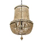 Creative Co-Op EC1038 Draped Wood Bead Chandelier, Beige