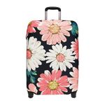 Travel Luggage Cover Protector, Washable Suitcase Cover Trolley Luggage Case, Elastic Dustproof Travel Protective Covers for 22''-32'' Inch Luggage (Colorful Daisy, S-(19-21 inch luggage))